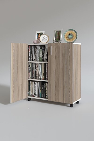 Kenzlife 2 Kapılı Dolap Rabia 088*070*032 Crd Kapaklı Tekerlekli Banyo Mutfak Ofis Kitaplık Ayakkabılık Kiler