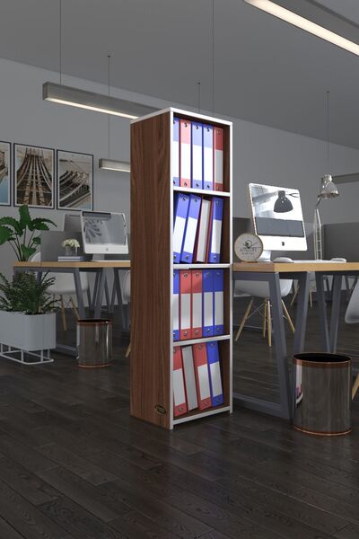 Kenzlife Klasörlük Raflı Börteçin Cvz 140*40*30 Kitaplık Ofis Arkalıksız