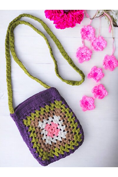 Talai Knitting Etnik Desenli Moz Omuz Çantası Çapraz Çanta