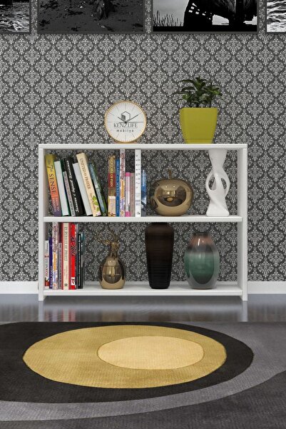 Kenzlife Kitaplık Süper Ga 060*80*19 Byz 2 Katlı Tek Bölme Ofis Mutfak Banyo Dolabı Arkalıksız