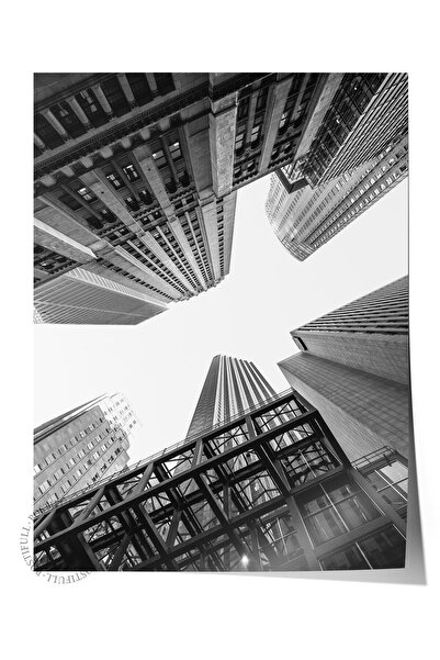 Postifull Mimari Poster, Siyah Beyaz Çerçevesiz Poster, Sanatsal Baskı NO:50 Estetik Ofis Duvar Dekoru, Dikey