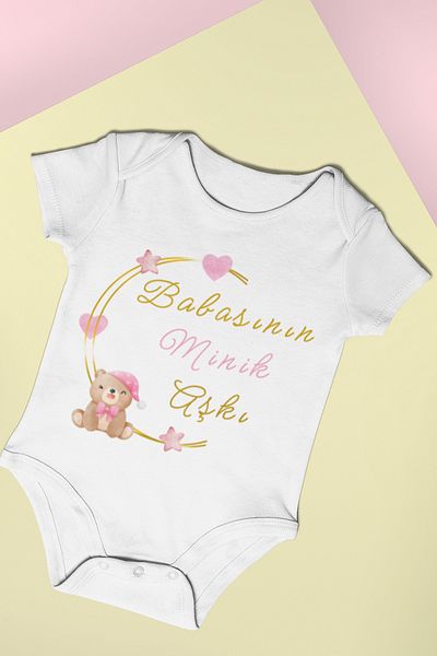 ADABEBEK Little Love Written Baby Girl Bodysuit - Printed and Snap-On Bodysuit Bodysuit 20391