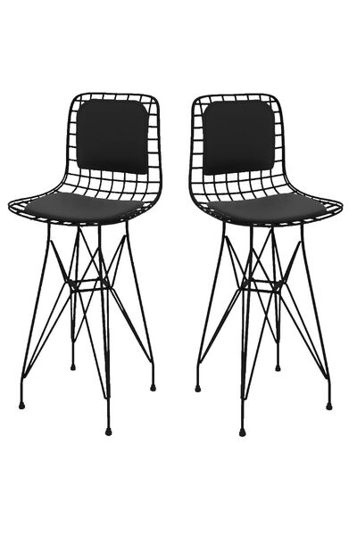 Kenzlife Knsz Ufak Boy Tel Bar Sandalyesi 2 Li Uslu Syhsyh Sırt Minderli 55 C...