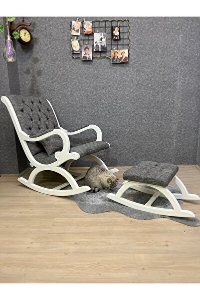Asedia Rustik Lake Gri Sallanan Sandalye Dinlenme Emzirme Baba Tv Okuma Babal...