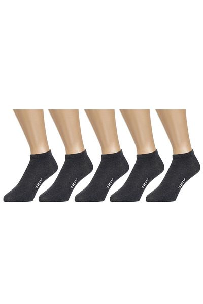 Ozzy Socks 5 ζευγάρια βαμβακερά μποτάκια ανθρακί χωρίς ραφές Καλοκαιρινές κάλτσες με ανθεκτικό τακούνι και δάχτυλο
