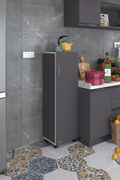 Kenzlife Mutfak Dolabı Mine 128*030*032 Gri Kapaklı Ayaklı Banyo Evrak Ofis Kitaplık Ayakkabılık Kiler