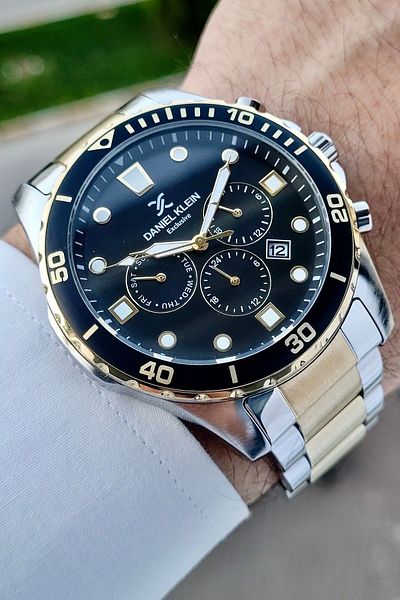 Daniel Klein Gold Silver Color Indicators Men Wrist Watch with Active Adjustable Band Dkgnct1059