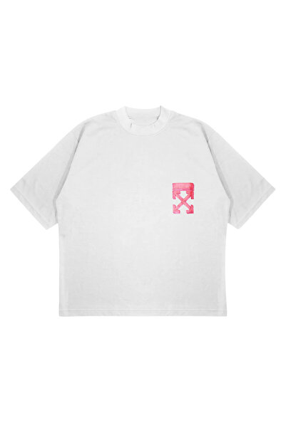 C&C OKULCUNUZ Βαμβακερό μπλουζάκι Unisex Oversize με τυπωμένο λογότυπο εκτός λευκού σαπουνιού