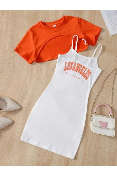 Machetta Los Angeles Printed Children's Dress and Crop T-shirt - 2-Piece Combination