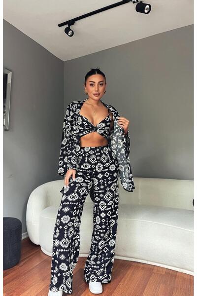 ELBEY Set kimono triplu negru