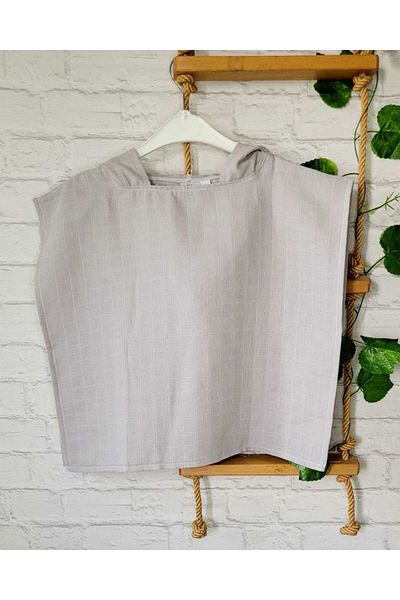Alpar Tekstil Hooded Muslin Poncho for Boys and Girls - Sea, Beach, Pool / gray