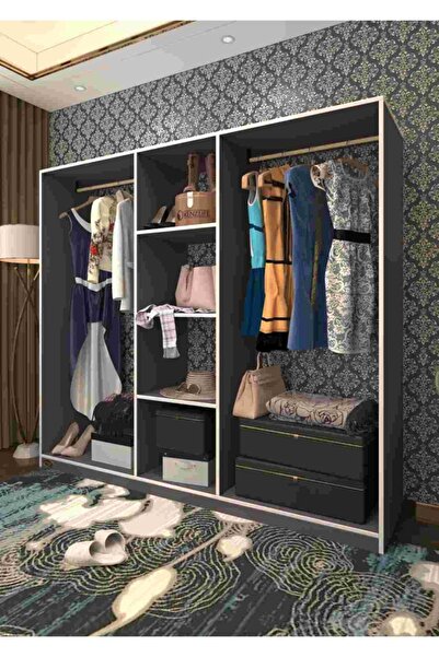 Kenzlife Giysi Dolabı Temel 180*200*40 Gri Gardırop