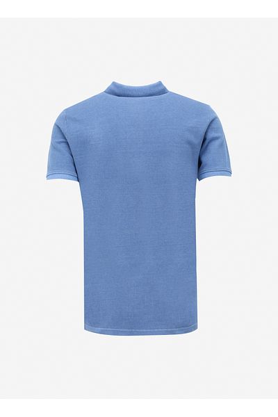 Guess Απλό μπλε ανδρικό μπλουζάκι πόλο M2YP24KC9T1BLN_WASHED SS POLO - ORG