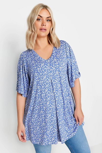 Stil Diva V-Neck Patterned - Asymmetric Cut Lycra Plus Size Blouse303134