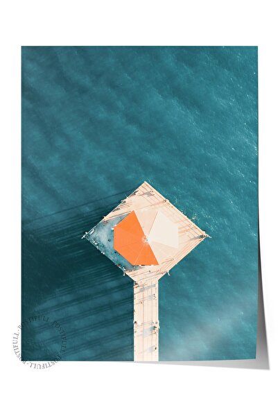 Postifull Poster fără ramă, pictură cu tematică de vară NR:58, fotografie Ocean Sign, poster portocaliu, vertical