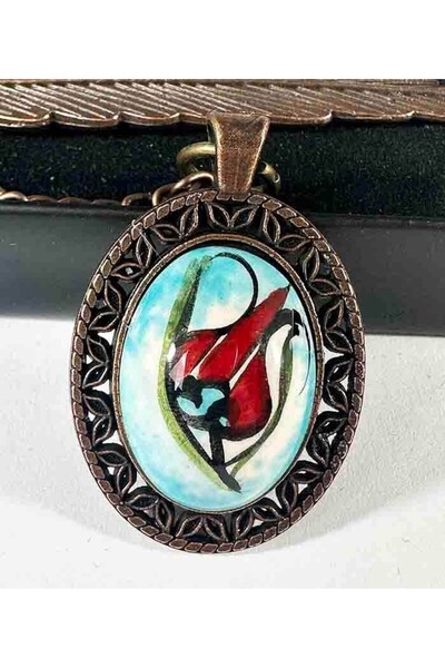 Çini Evi Vip توليب منقوشة باللون الفيروزي - إشارة مرجعية