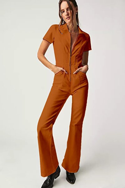 september island Denim Colored Fire Brick Jumpsuit