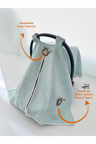 Jaju Baby Water Green Waffle Fabric Organic Lamb Design Stroller Cover