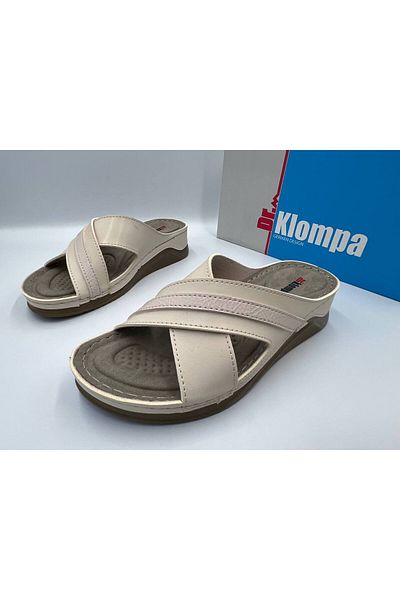 DR KLOMPA Γυναικείες Άνετες Μπεζ Παντόφλες Ορθοπεδική Σόλα