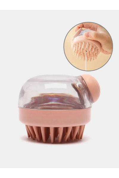 newnet Σαμπουάν μασάζ και περιποίησης τριχωτού της κεφαλής σε χρώμα πούδρας - Μαλακή χτένα καθαρισμού μαλλιών με κεφαλή με κάδο