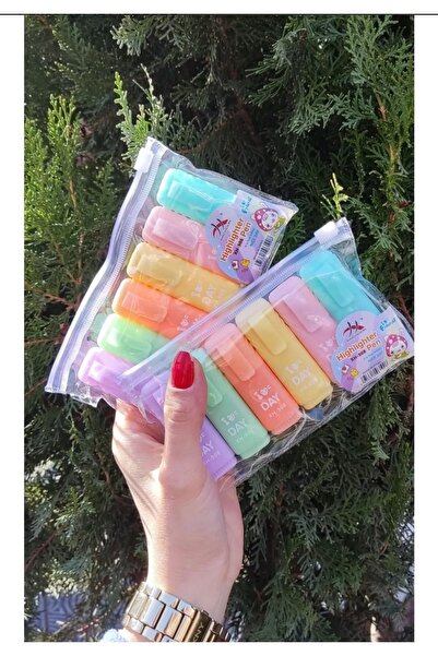 YEŞİLDESİGN مجموعة I Love DIY Motto مكونة من 6 أقلام تحديد صغيرة بألوان الباستيل