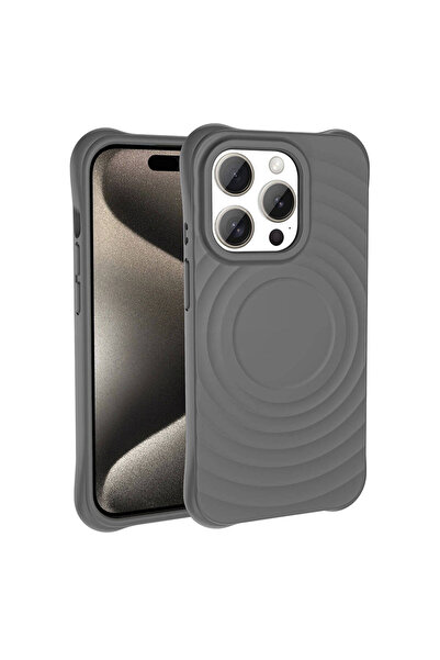 m.tk moveteck İphone 15 Pro Max Kılıf 3D Magsafe Kabartma Desenli Oval Kenarl...