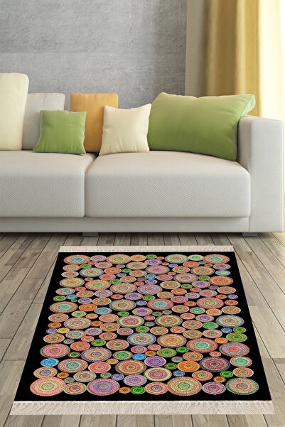 on the clouds Jüt Halı Jüt Kilim Desenli Dijital Baskı Yıkanabilir Kaymaz Tab...