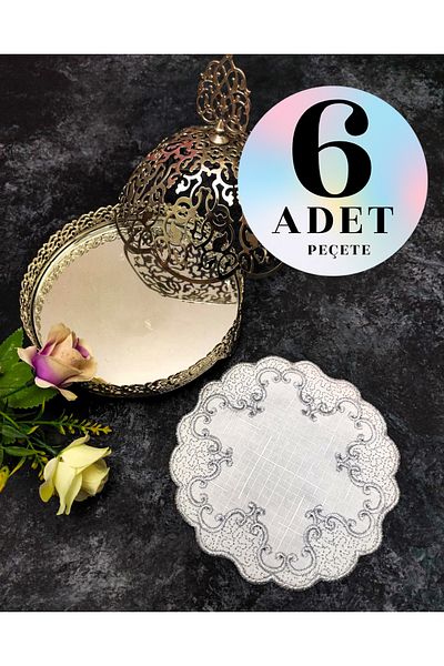 Çt Çeyizci Tekstil 6 τεμάχια χαρτοπετσέτας παρουσίασης χρώματος καφέ - κοκτέιλ και σουβέρ