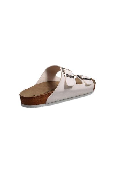 M.P. Men's White Casual Slippers - Double Buckle Design