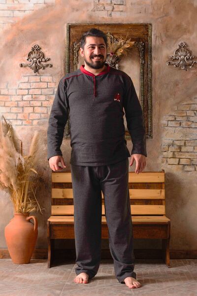 nisaNCa Plus Size Seasonal Ανδρικές Βαμβακερές Πυτζάμες Σετ 2 κλωστών - Δώρο για την Ημέρα του Πατέρα