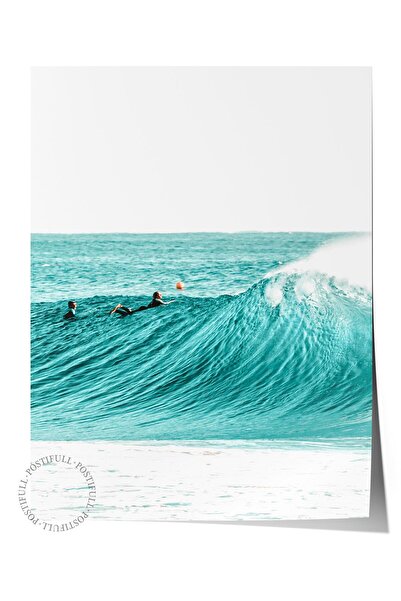 Postifull Çerçevesiz Poster, Yaz Temalı Tablo NO:187, Dalgada Sörfçü Fotoğraf...