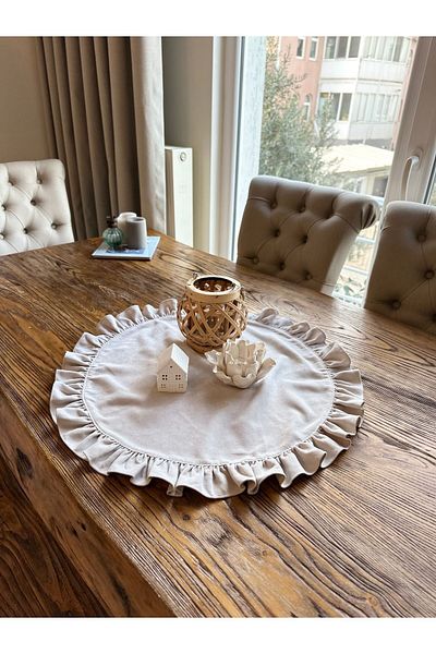 Decamor home Stone Round Ruffle Small Decorative Blanket