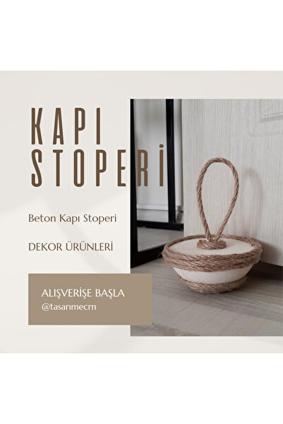TASARİMECRN Dekoratif Halat jüt ip Dekorlu Beton Kapı Stoperi Kapı Önü Ağırlık Kapı tutucu Dekoratif Ürünler