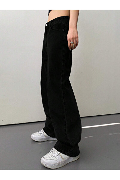 LİMABEL High Waist Black Loose Jeans - Wide Denim Pants