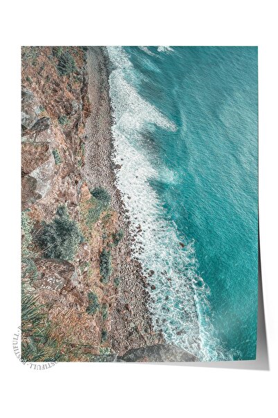 Postifull Çerçevesiz Poster, Yaz Temalı Tablo NO:179, Sahil ve Kayalıklar Fot...