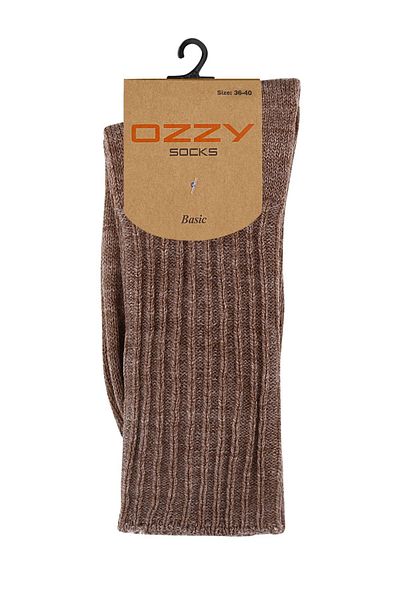 Ozzy Socks Χειμερινές γυναικείες μάλλινες κάλτσες ύπνου σε καφέ χρώμα Soft Touch