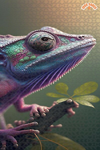 Teona Ahşap Renkli Bukalemun Büyüsü Dekoratif Çift Katlı Çerçeveli Asılabilir...