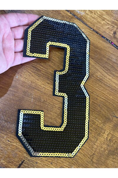 Gönülden Tasarım 22x11 cm peglajući šljokica izvezena zakrpa broj 3 za šivanje