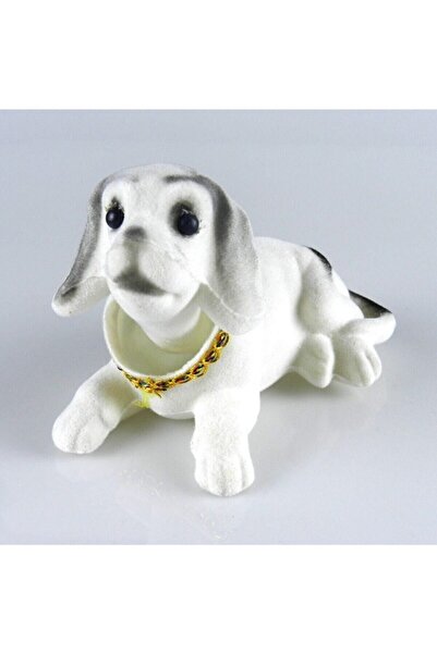 GÖNÜL زينة سيارة على شكل كلب يهز رأسه باللون الأبيض - 001234