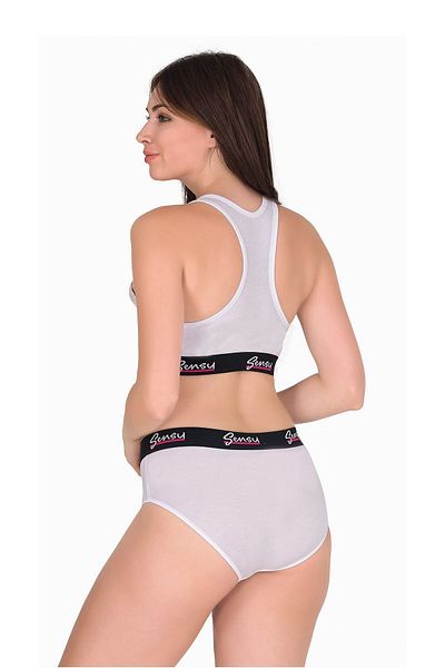Sensu White Sports Bustier Set - Bra and Bottom Sbt4001