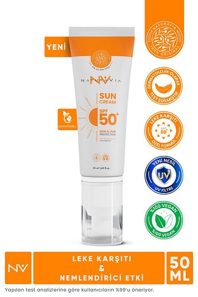 NATURAVIA COSMETICS 50+ SPF Anti-Blemish and Moisturizing Face and Body Sunscreen - For All Skin Types
