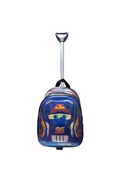 TahTicMer Çekçekli Anaokulu Çocuk Valiz Sırt Çantası 2in1 Erkek Çocuk 95 Model Sert Ön Yüzey 5d Boyutlu