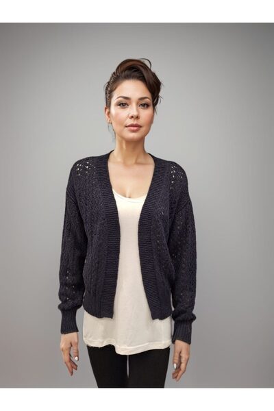 Okçu Triko 100% Cotton Collar Self-Arched Cardigan