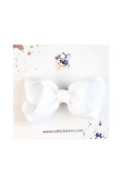Sahici Anne Agrafă pentru copii fără păr Boutique Bow, 8cm-alb alb