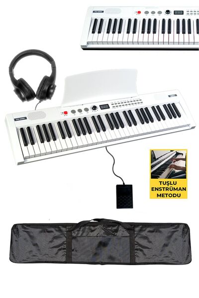 Midex Ps4000wh-set Tuş Hassasiyetli 61 Tuşlu Org Bt Usb Midi Stand Çanta Kulaklık Sustain Metod
