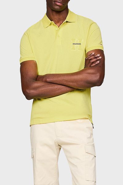 Tommy Hilfiger Men's Polo Neck T-Shirt - Monogram Logo, 100% Cotton, Regular Fit MW0