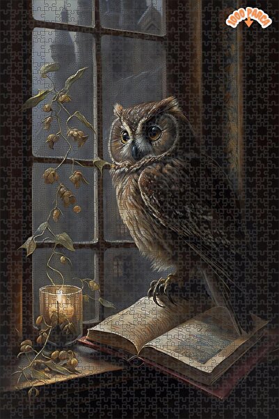 Teona Ahşap Gizemli Akşam Kitap Okuyan Baykuş Çift Katlı Çerçeveli Asılabilir...