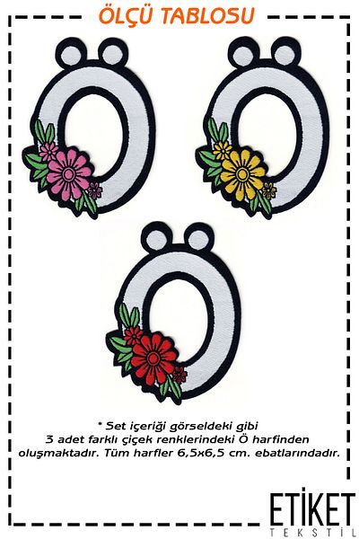 FANTASTIC ARMA Set de armă țesut floral Patch Patch - Lipire cu fierul de călcat, litera O (3 buc.)
