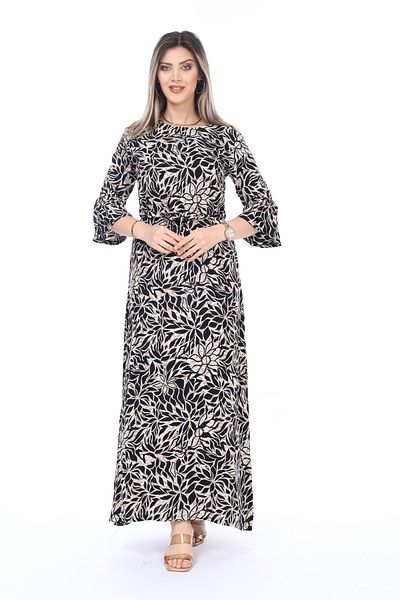 mervemoda Summer Short Sleeve Collar - Women's Woven Long Dress