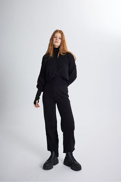 HOLLY LOLLY Bottom Top Knitwear Thinky Suit Black
